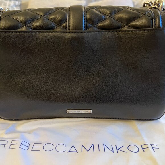 Authentic Rebecca Minkoff Chevron Quilted Love Crossbody Bag Black - Picture 3 of 10